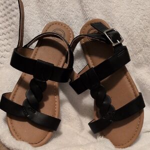 Wonder Nation Black Braided Sandals